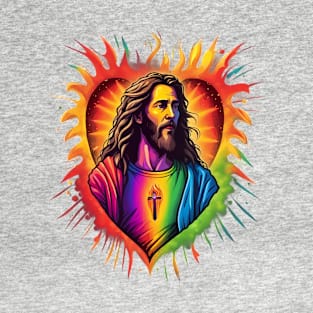 Christ Ignite - Rainbow Flame Heart Tee Bonus T-Shirt